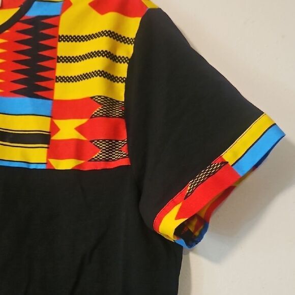 SHENBOLEN  Colorful Patterned Black T-Shirt - Picture 3 of 5